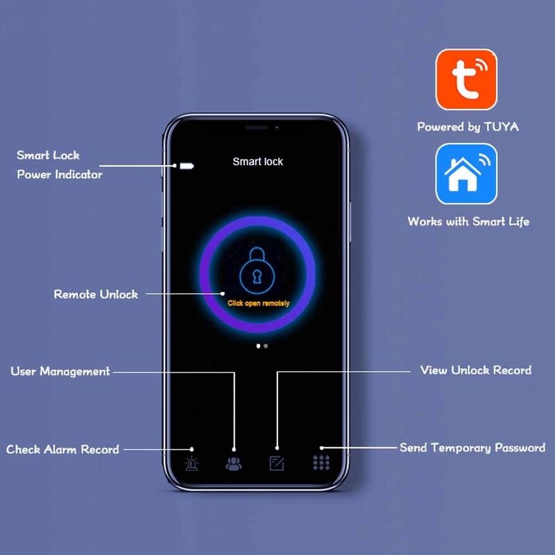 Home Smart Intelligent Lock Tuya Wifi App Security digital fingerprint door lock