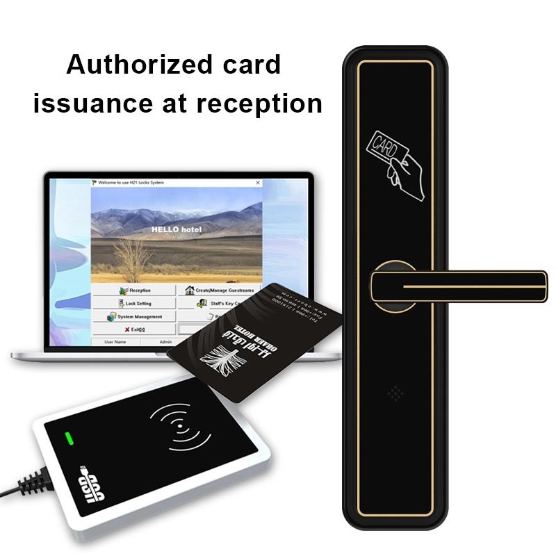 Hotel Smart RFID Card Swipe Door Lock T5557 / M1 Card Key Lock System