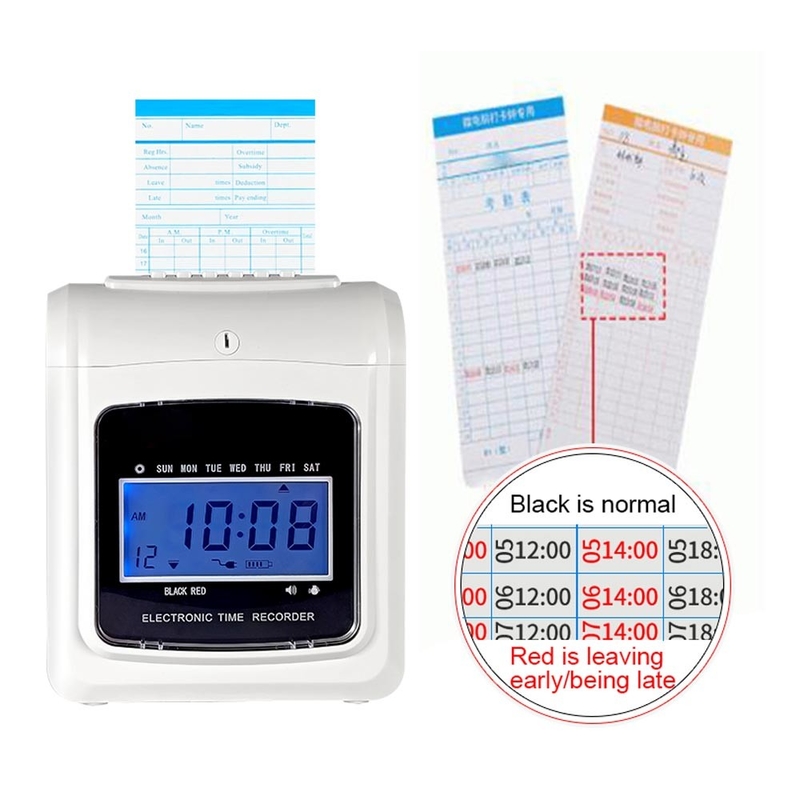 LCD Display Digital Time Recorder Office Time Recorder Punch Card Machine