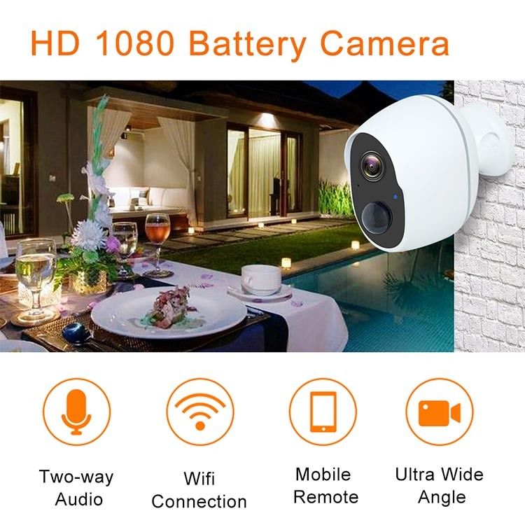 Waterproof Outdoor Indoor Rechargeable 2MP 5V 2A Mini WiFi Cam
