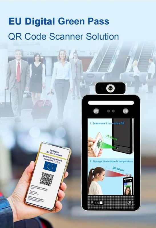 QR Code Green Pass Face Recognition Temperature Scanner EU DCC Certificate