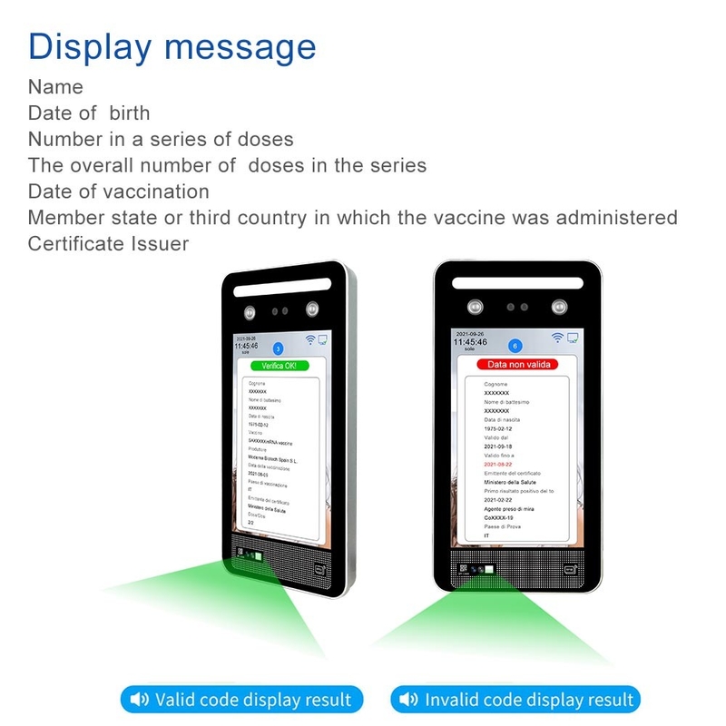 EU QR Code Reader Face Recognition Access Control With C19 App Certificates