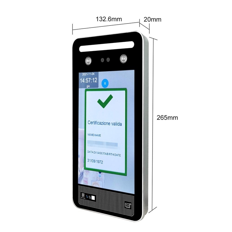 8 Inch Touch Screen C19 Digital Green Pass Eu Access Control System