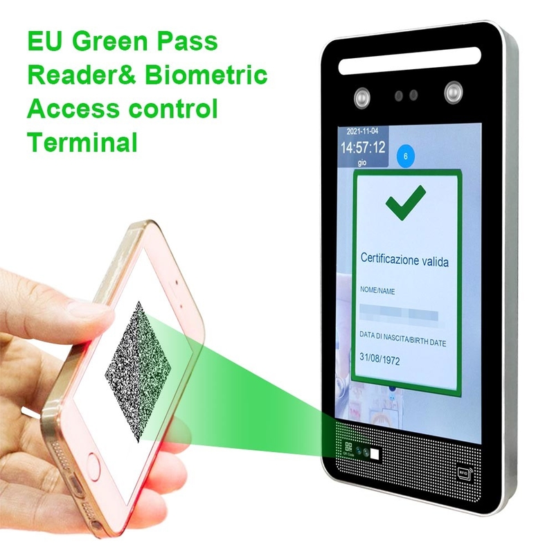 8 Inch Touch Screen C19 Digital Green Pass Eu Access Control System