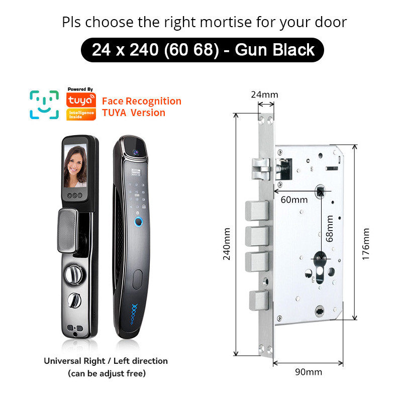 Tuya Smart Fingerprint Smart Lock Face Recognition Door Lock With Wifi
