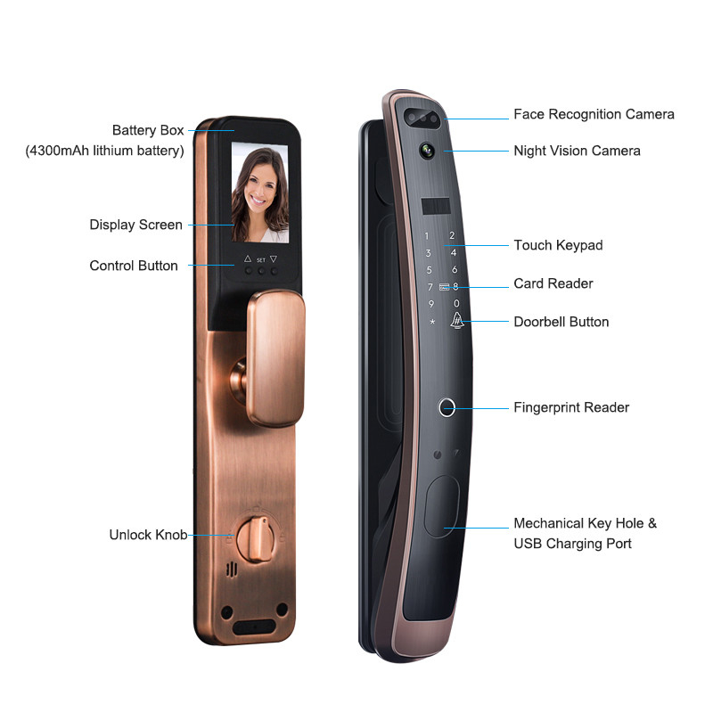 3D Digital Face Recognition Smart Door Lock Tuya App Access Control