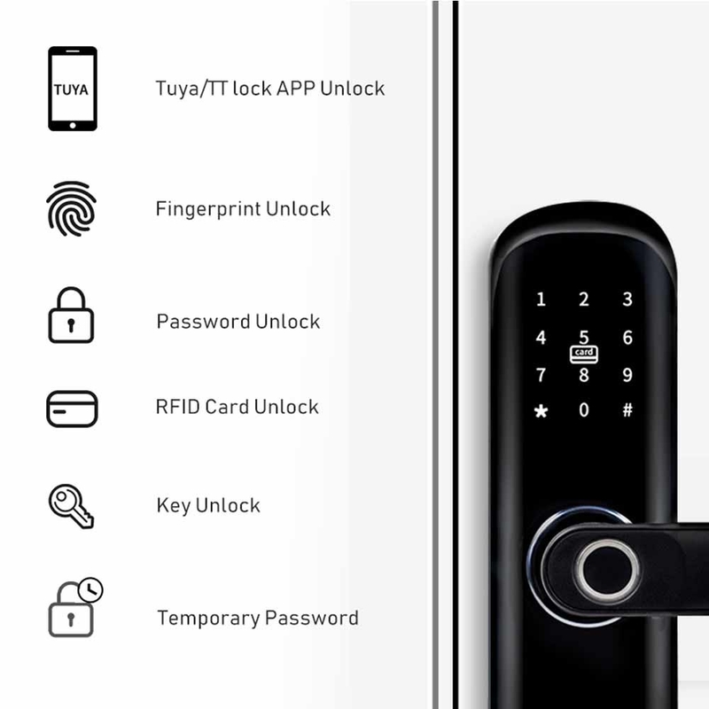 Biometric Fingerprint Keypad Keyless Door Lock Smart Home Tuya APP Wifi