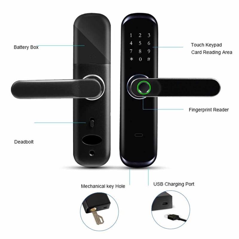 Biometric Fingerprint Keypad Keyless Door Lock Smart Home Tuya APP Wifi