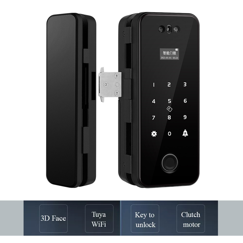 Black Glass Door Lock Tuya Smart Lock Home Security 3D Face Digital Fingerprint