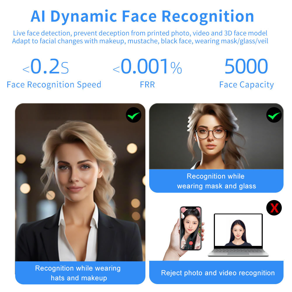 5 Inch Touch Screen Face Fingerprint QR Code Access Control System ...