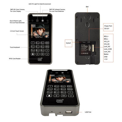 2.8" Facial Recognition Access Control System Real Time Monitoring